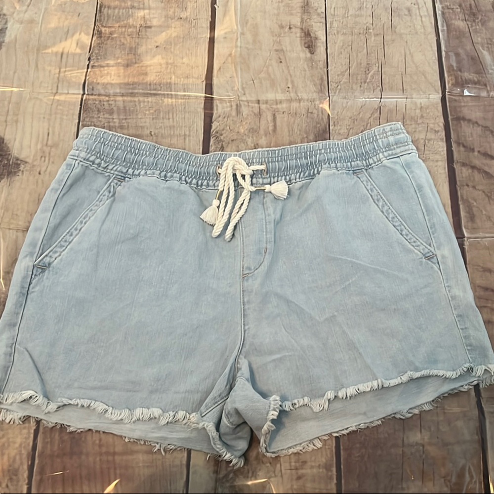 LOFT Blue Jean Shorts with Frayed Hem